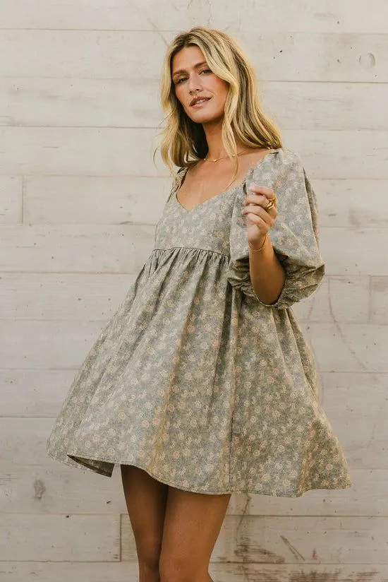 Bohme Salem Floral Mini Dress In Olive Olive Women Dresses