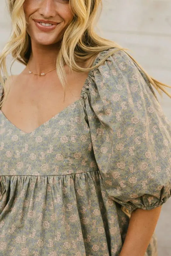 Bohme Salem Floral Mini Dress In Olive Olive Women Dresses