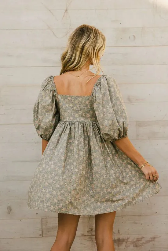 Bohme Salem Floral Mini Dress In Olive Olive Women Dresses