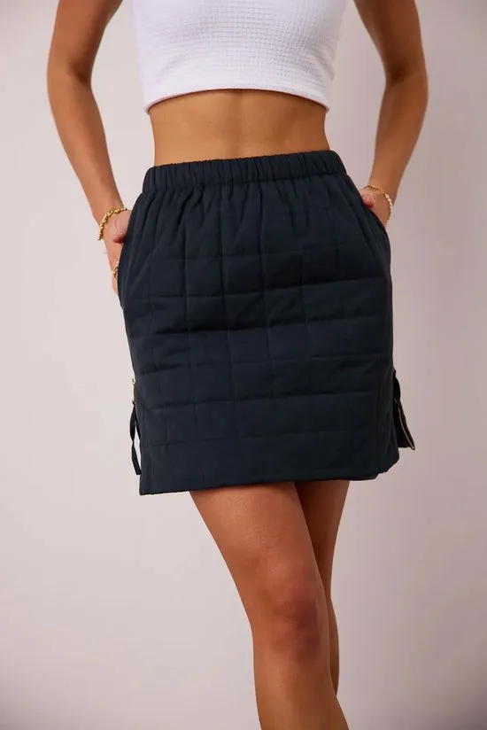 Bohme Sarah Quilted Mini Skirt In Navy Navy Women Skirts