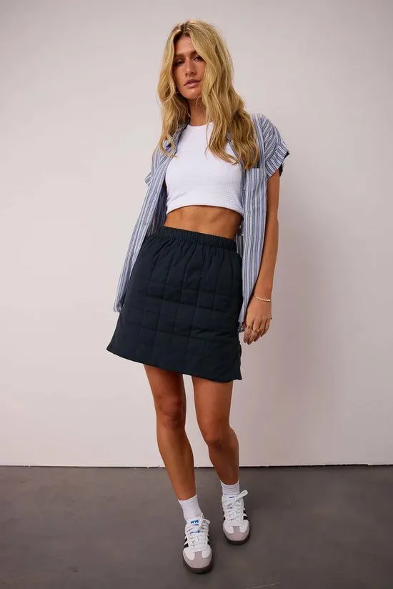 Bohme Sarah Quilted Mini Skirt In Navy Navy Women Skirts