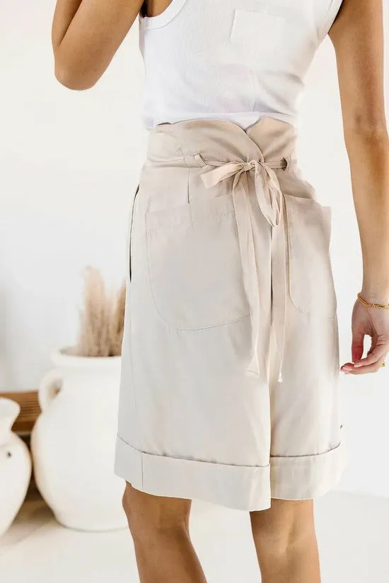 Bohme Scottie Tie Shorts In Khaki Khaki Women Shorts