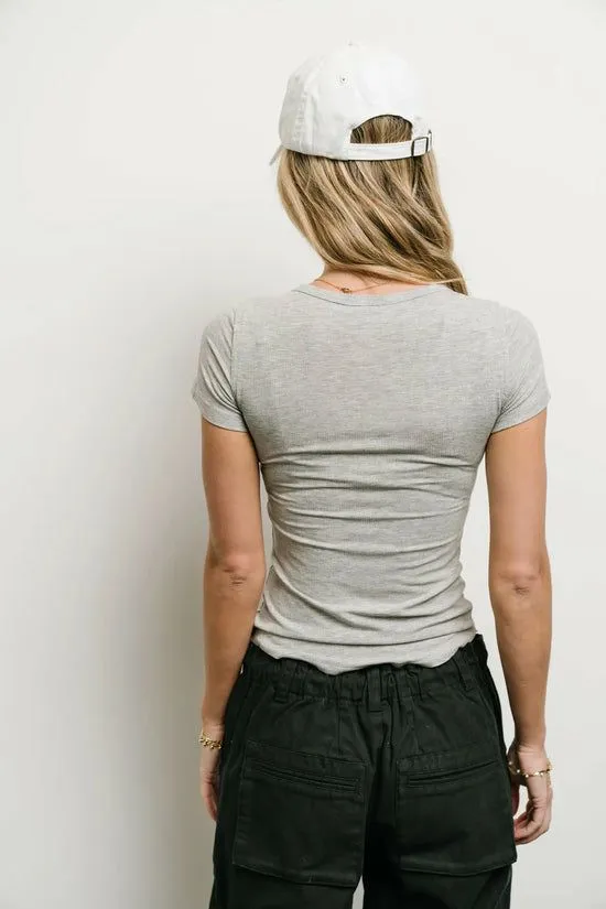 Bohme Serena Henley Top In Grey Grey Women Tees and Tanks