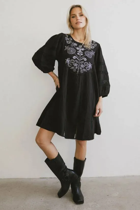 Bohme Serendipity Embroidered Midi Dress In Black Black Women Dresses