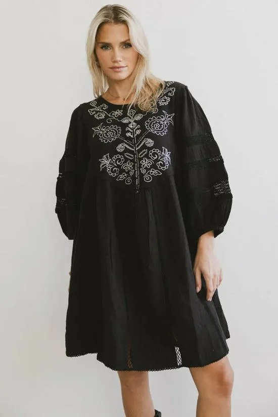 Bohme Serendipity Embroidered Midi Dress In Black Black Women Dresses