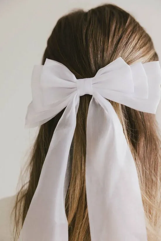 Bohme Sheer Oversized Bow White Women Hair Accessories Bohme Sheer Oversized Bow White Women Hair Accessories