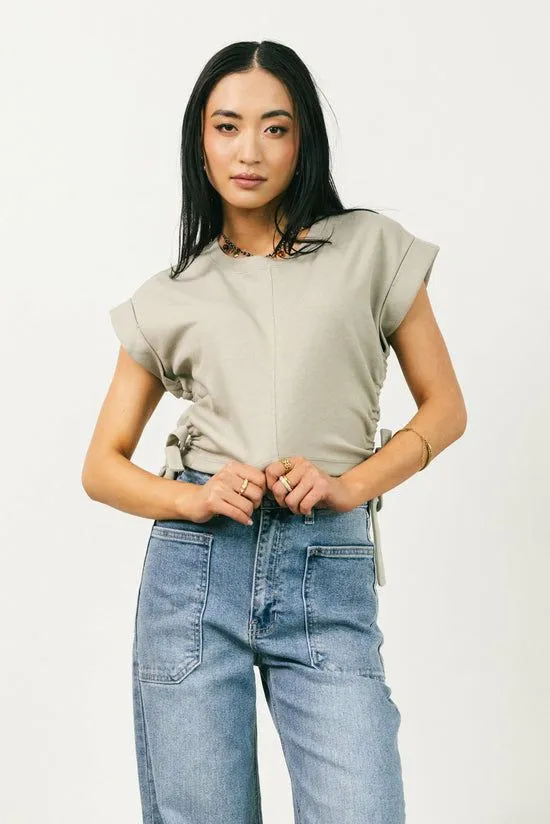 Bohme Sidney Ruched Top In Olive Olive Women Tees and Tanks