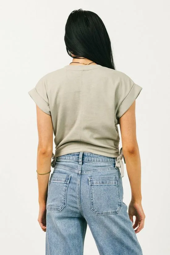 Bohme Sidney Ruched Top In Olive Olive Women Tees and Tanks