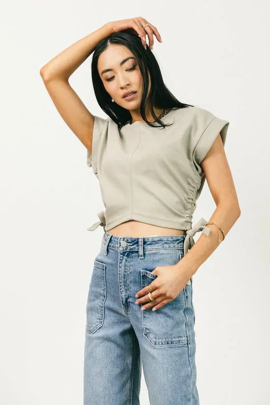 Bohme Sidney Ruched Top In Olive Olive Women Tees and Tanks