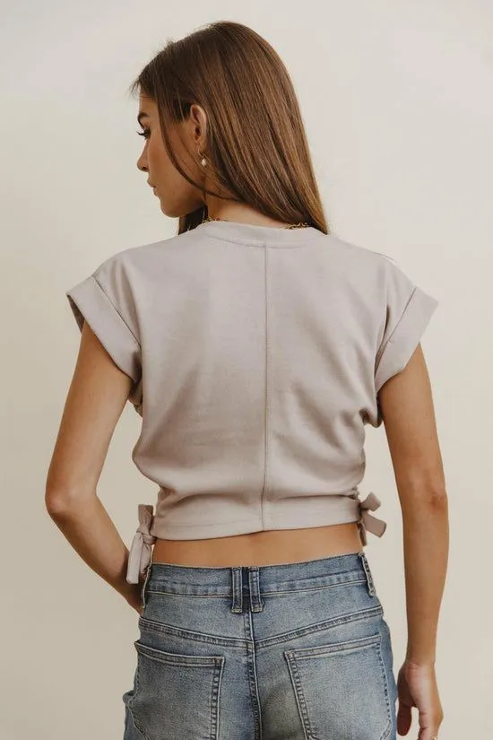 Bohme Sidney Ruched Top In Taupe Taupe Women Tees and Tanks