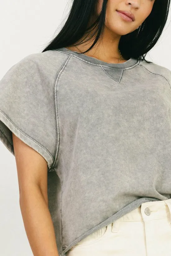 Bohme Sierra Cap Sleeve Top In Grey Grey Women Tees and Tanks