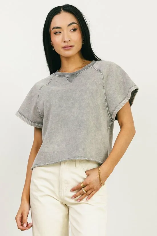 Bohme Sierra Cap Sleeve Top In Grey Grey Women Tees and Tanks