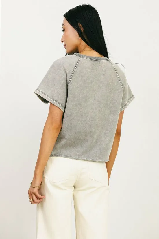 Bohme Sierra Cap Sleeve Top In Grey Grey Women Tees and Tanks