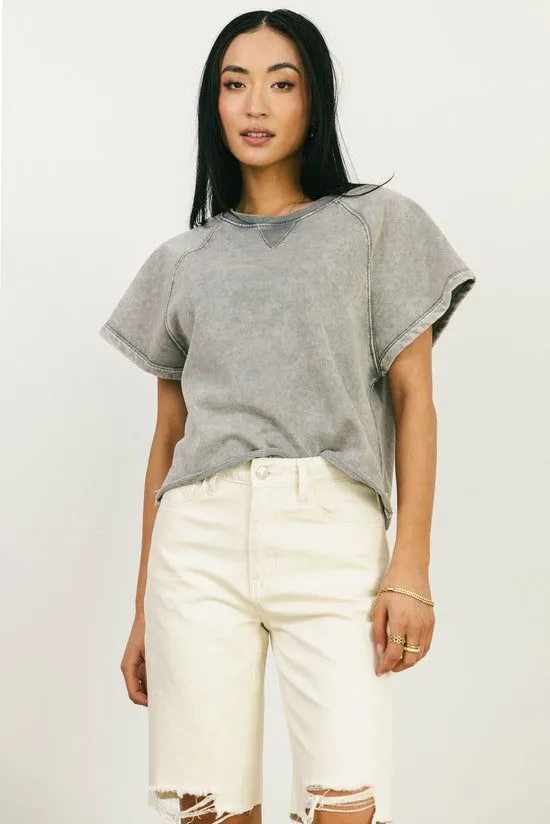 Bohme Sierra Cap Sleeve Top In Grey Grey Women Tees and Tanks
