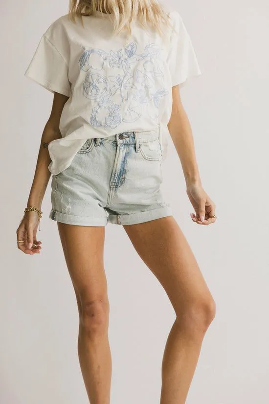 Bohme Sofi Distressed Denim Shorts Light Wash Women Shorts