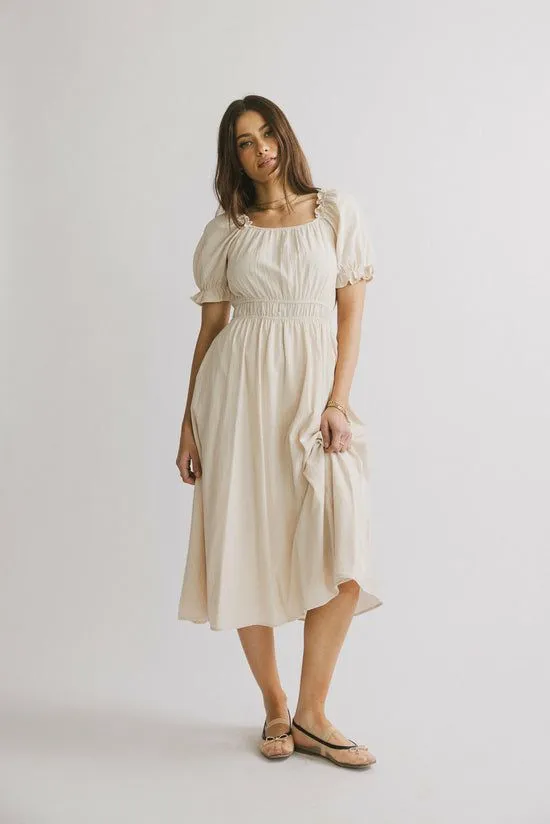 Bohme Sophia Midi Dress Oatmeal Women Dresses
