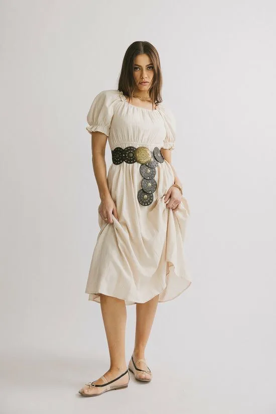 Bohme Sophia Midi Dress Oatmeal Women Dresses