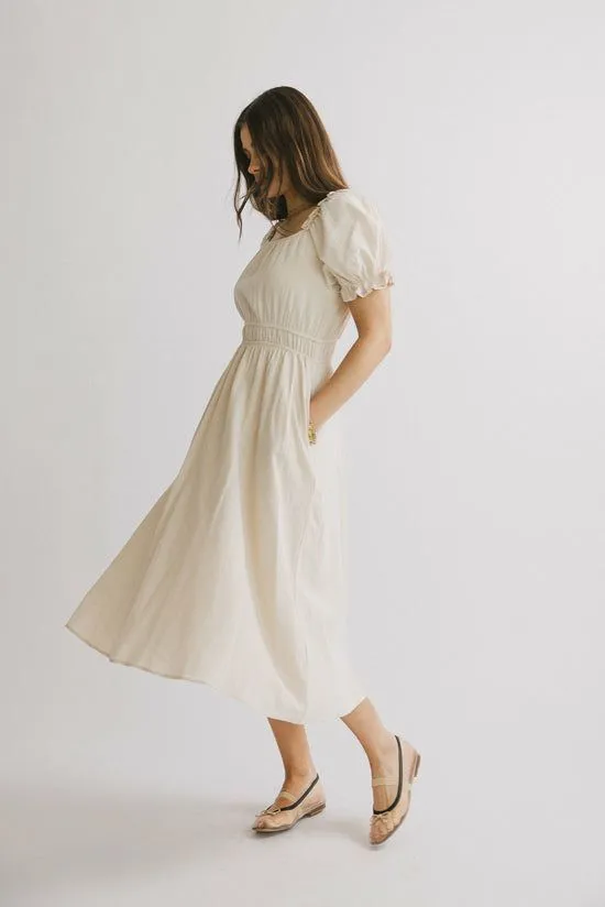 Bohme Sophia Midi Dress Oatmeal Women Dresses