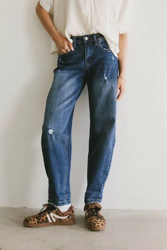Bohme Tara Cuffed Barrel Jeans Dark Wash Women All Bottoms