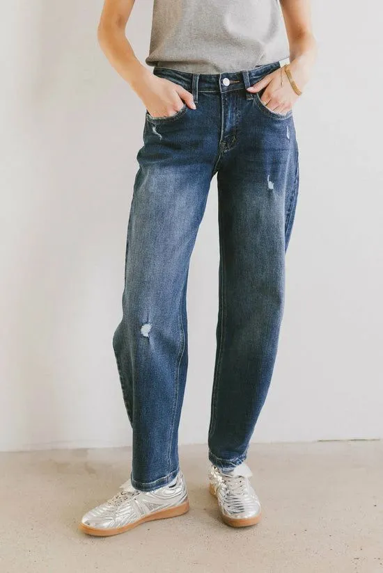 Bohme Tara Cuffed Barrel Jeans Dark Wash Women All Bottoms