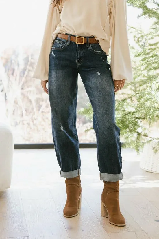 Bohme Tara Cuffed Barrel Jeans Dark Wash Women All Bottoms