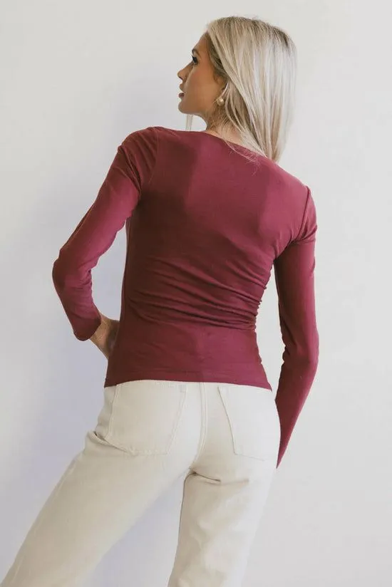 Bohme Tatiana Scoop Neck Top In Burgundy Burgundy Women Tees and Tanks