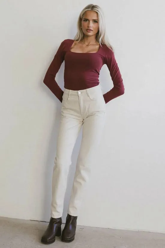 Bohme Tatiana Scoop Neck Top In Burgundy Burgundy Women Tees and Tanks