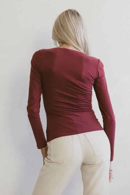 Bohme Tatiana Scoop Neck Top In Burgundy Burgundy Women Tees and Tanks