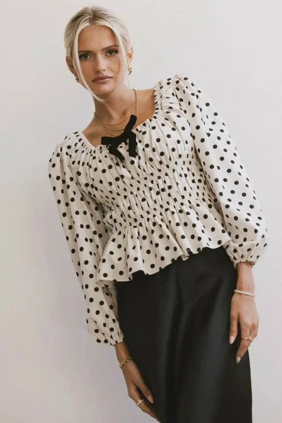 Bohme The Velveteen Bow Blouse Ivory Women Blouses