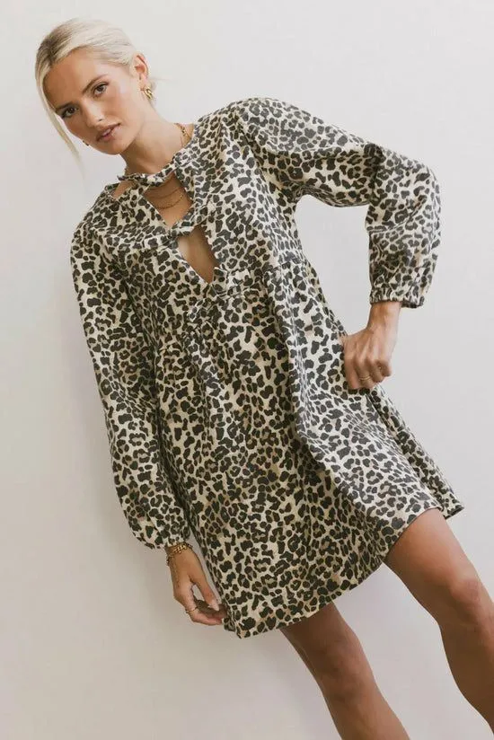 Bohme Tyler Peplum Mini Dress In Leopard Leopard Women Dresses