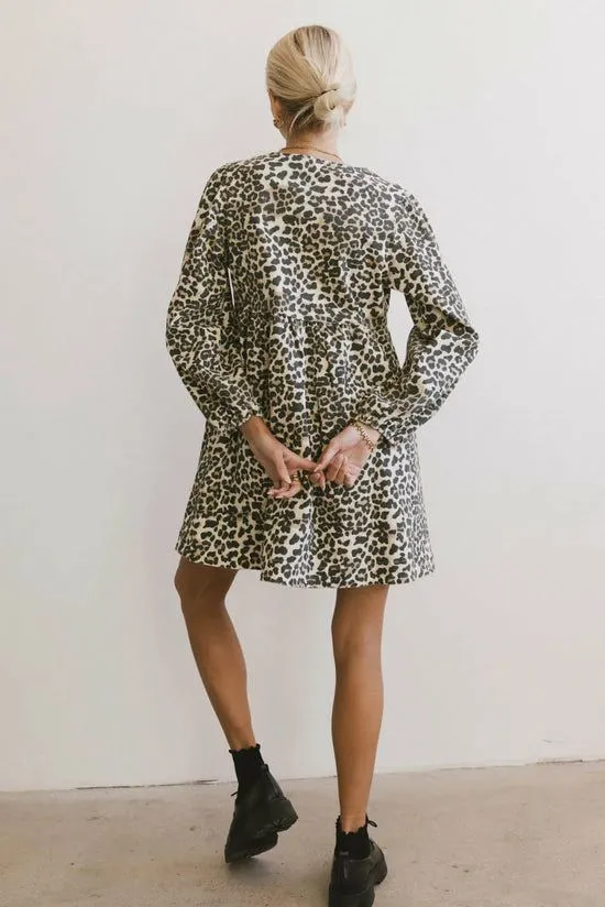 Bohme Tyler Peplum Mini Dress In Leopard Leopard Women Dresses