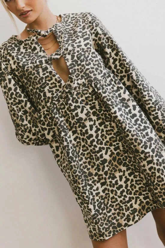 Bohme Tyler Peplum Mini Dress In Leopard Leopard Women Dresses