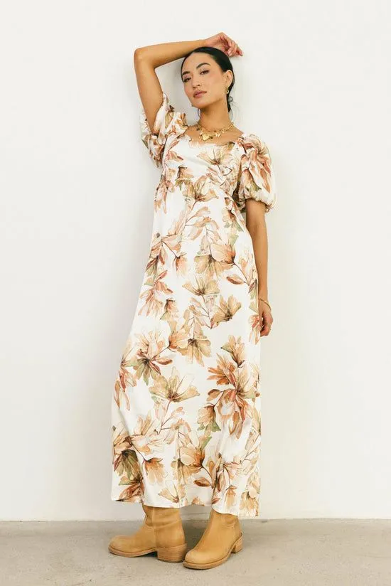 Bohme Vinnie Floral Maxi Dress Cream Women Dresses