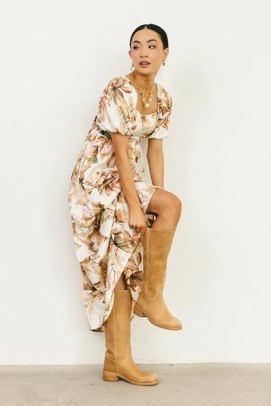 Bohme Vinnie Floral Maxi Dress Cream Women Dresses