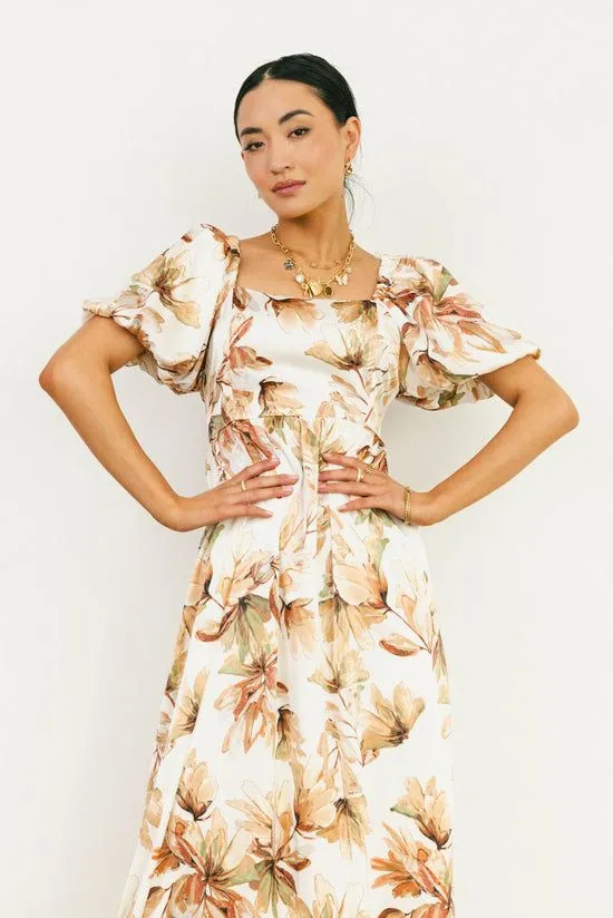 Bohme Vinnie Floral Maxi Dress Cream Women Dresses