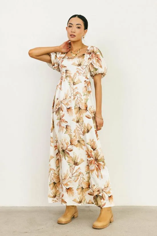 Bohme Vinnie Floral Maxi Dress Cream Women Dresses