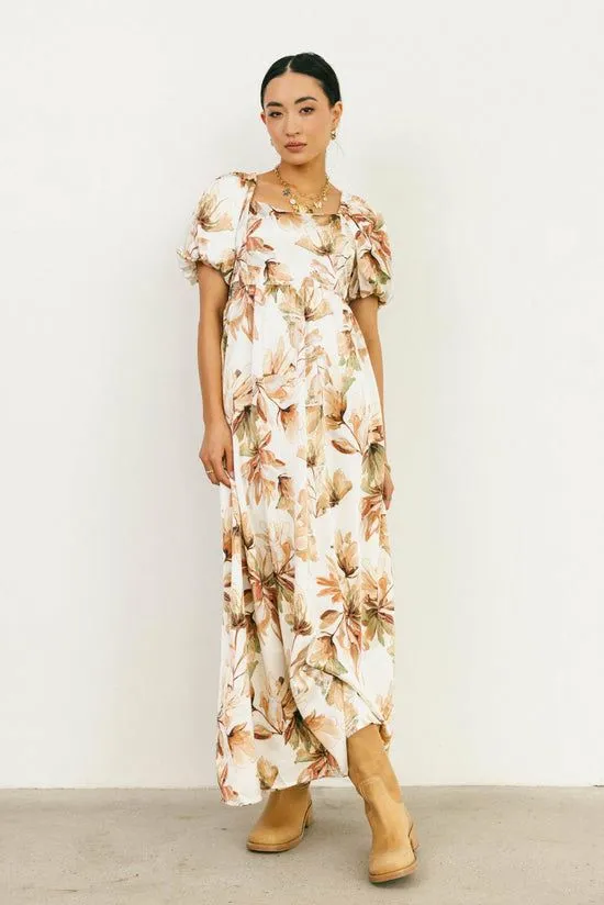 Bohme Vinnie Floral Maxi Dress Cream Women Dresses