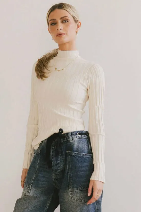 Bohme Winnie Ribbed Top In Cream Cream Women Essentials