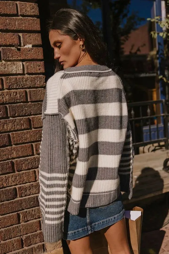 Bohme Yannah Striped Cardigan In Grey Grey Women Cardigans