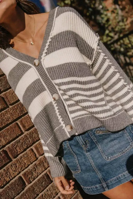 Bohme Yannah Striped Cardigan In Grey Grey Women Cardigans