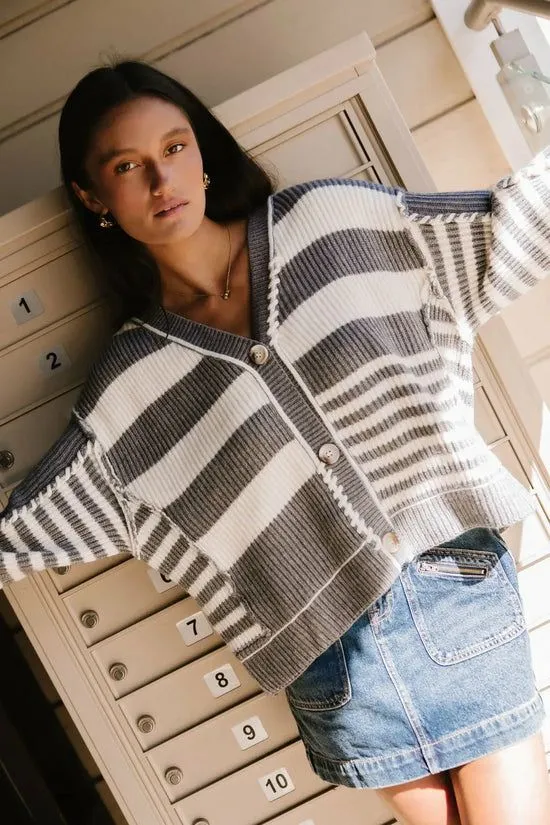 Bohme Yannah Striped Cardigan In Grey Grey Women Cardigans