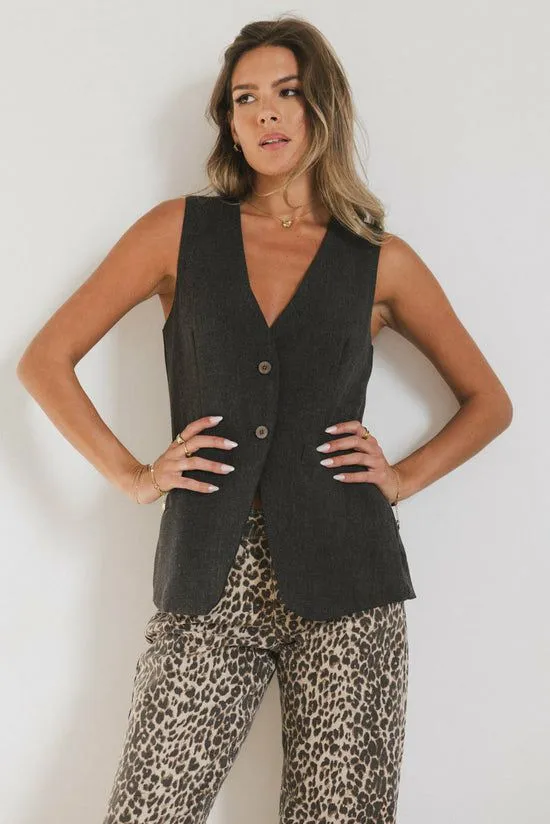 Bohme Yara Tweed Vest Charcoal Women Vests