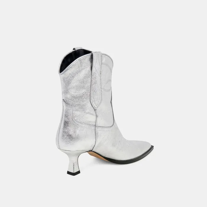 Boots and Booties Women Dolce Vita Angel Booties Silver Metallic Leather