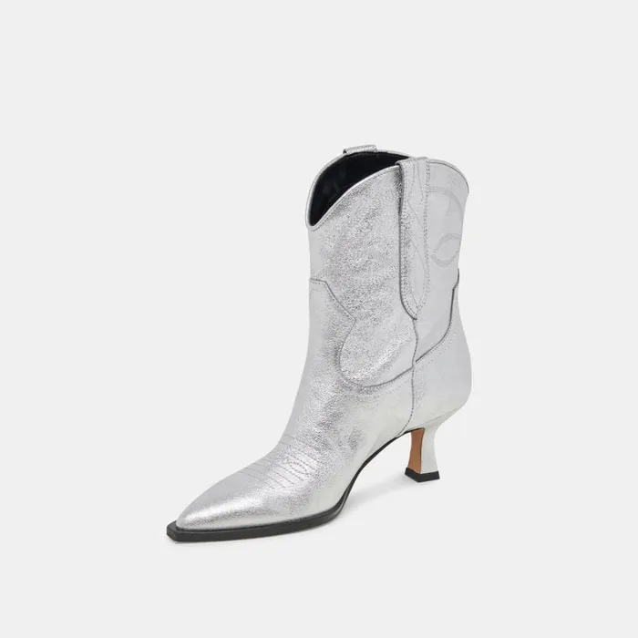 Boots and Booties Women Dolce Vita Angel Booties Silver Metallic Leather