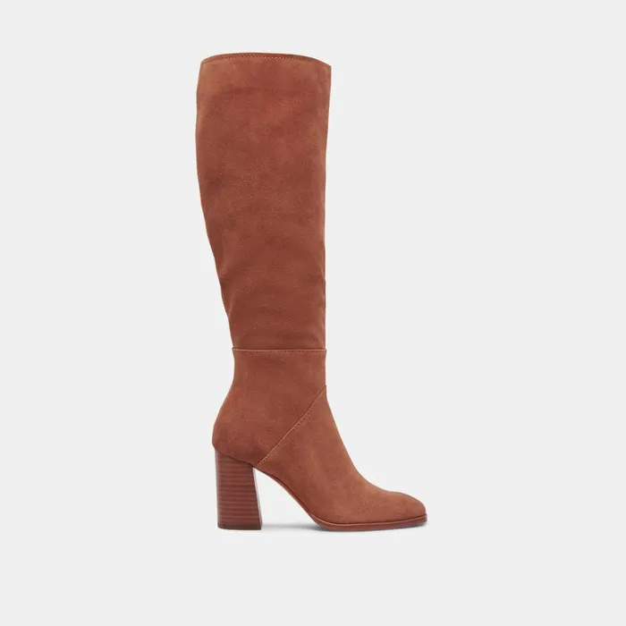 Boots and Booties Women Dolce Vita Fynn Wide Calf Boots Dk Brown Suede