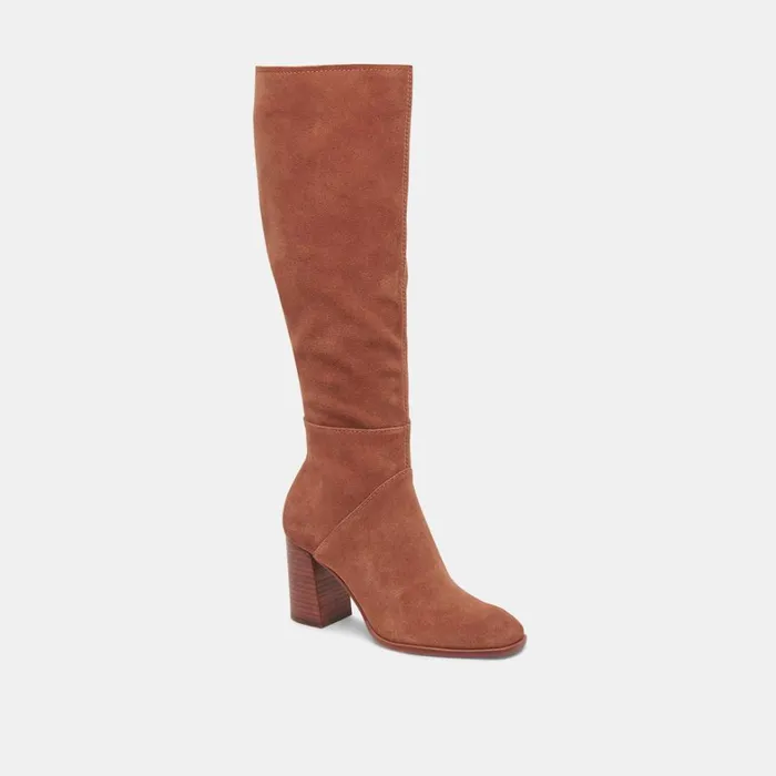 Boots and Booties Women Dolce Vita Fynn Wide Calf Boots Dk Brown Suede