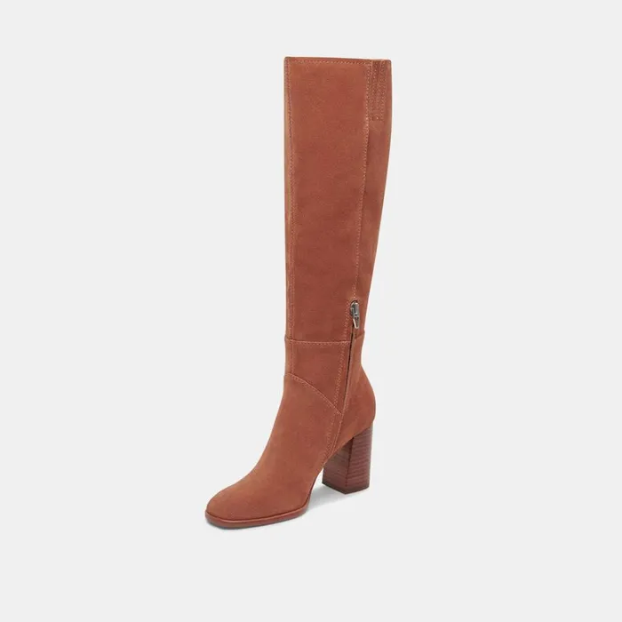 Boots and Booties Women Dolce Vita Fynn Wide Calf Boots Dk Brown Suede