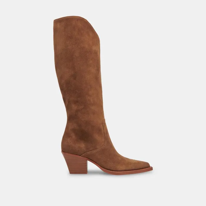 Boots and Booties Women Dolce Vita Raj Extra Wide Calf Boots Brown Suede