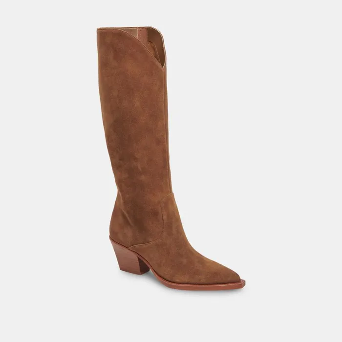 Boots and Booties Women Dolce Vita Raj Extra Wide Calf Boots Brown Suede