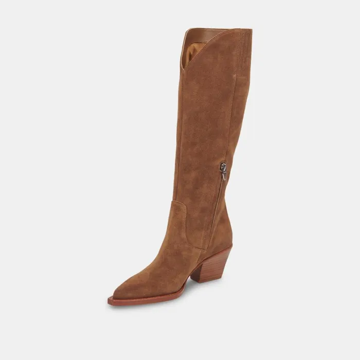 Boots and Booties Women Dolce Vita Raj Extra Wide Calf Boots Brown Suede